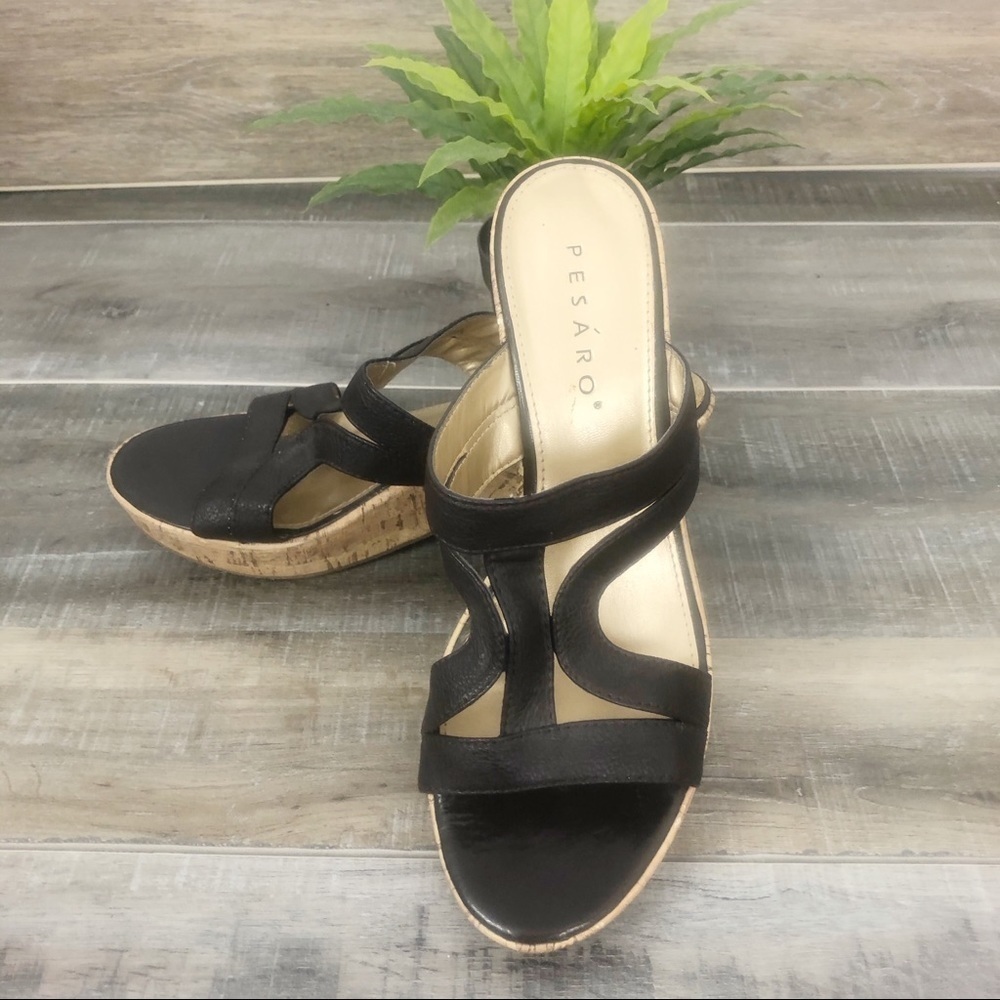 Pesaro Gisella Brown Cork Platform Sandal Size 10 - Picture 5 of 13